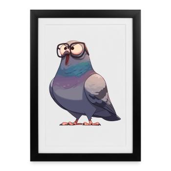 Pigeons Pigeon - Affiche encadrée (27 × 37 cm) - noir - Devant