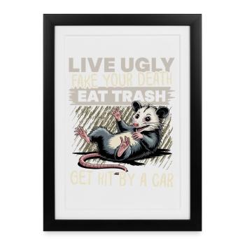 Drôle d’opossum - Affiche encadrée (27 × 37 cm) - noir - Devant
