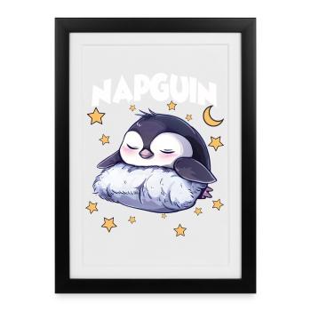 Penguin Pajama T-Pyjama Drôle pour paresseux - Affiche encadrée (27 × 37 cm) - noir - Devant