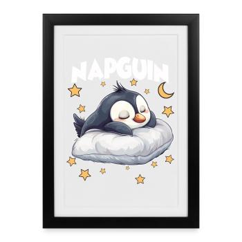 Gift for Penguin Friends & Power Nappers - Framed poster (27 × 37 cm) - black - Front