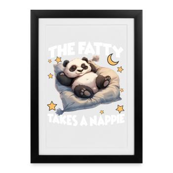 Lazy Panda Pajamas Perfect Nightgown Panda - Framed poster (27 × 37 cm) - black - Front