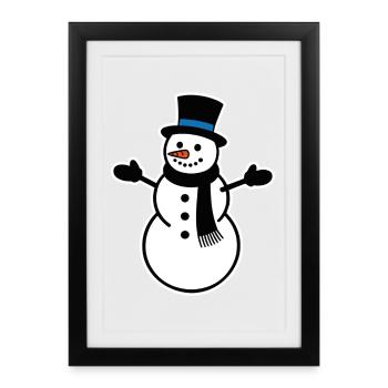 bonhomme de neige - Affiche encadrée (27 × 37 cm) - noir - Devant