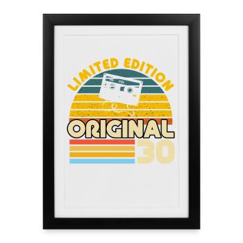 30 Ans Vintage Cadeau Anniversaire Rétro Original - Affiche encadrée (27 × 37 cm) - noir - Devant