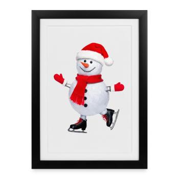 Bonhomme de neige - Affiche encadrée (27 × 37 cm) - noir - Devant
