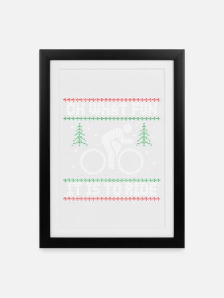 LUSTIGER UGLY CHRISTMAS RENNRAD RADSPORT FAHRRAD - Gerahmtes Poster (27 × 37 cm) - Schwarz