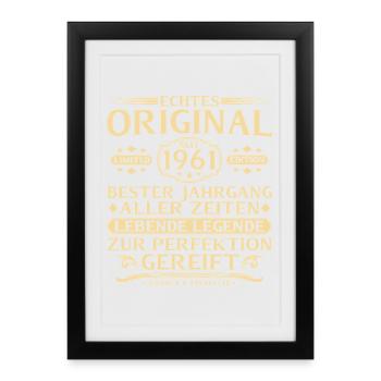 65th Birthday True original since 1961 - Framed poster (27 × 37 cm) - black - Front