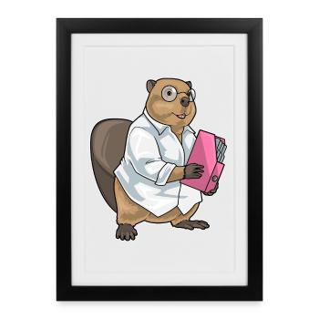 Beaver Secretary Folder Office - Framed poster (27 × 37 cm) - black - Front