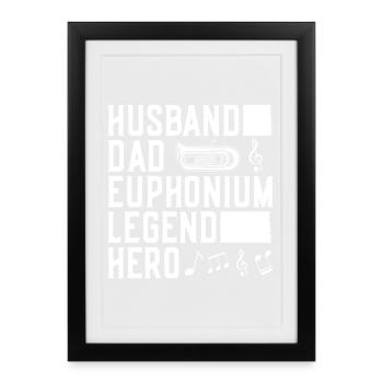 Baryton Mari Père Légende Héros Euphonium - Affiche encadrée (27 × 37 cm) - noir - Devant