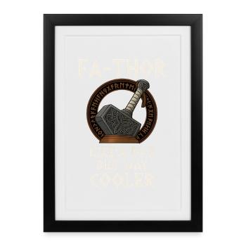 Fa-Thor Viking Father Hammer Design - Framed poster (27 × 37 cm) - black - Front