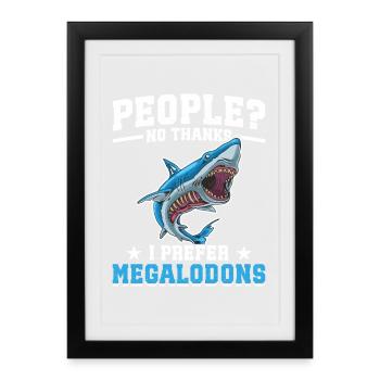 Équipe de recherche Megalodon Megalodon Shark Lover - Affiche encadrée (27 × 37 cm) - noir - Devant