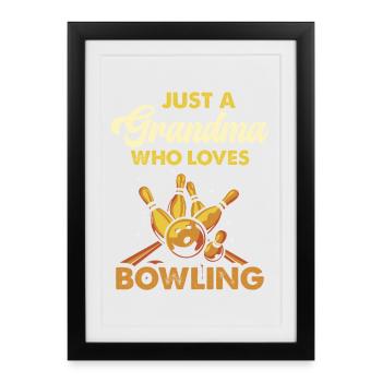 Bowling Grandma Loves Bowling - Framed poster (27 × 37 cm) - black - Front