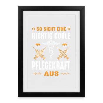 Pflegerin Geschenke Pflege Lustig Krankenpflegerin - Gerahmtes Poster (27 × 37 cm) - Schwarz - Vorne