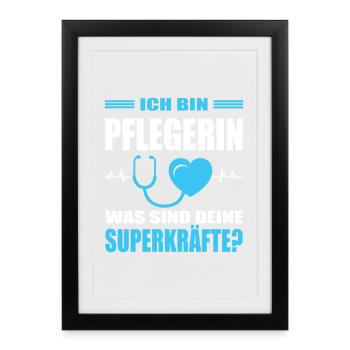Pflegerin Geschenke Pflege Lustig Krankenpflegerin - Gerahmtes Poster (27 × 37 cm) - Schwarz - Vorne