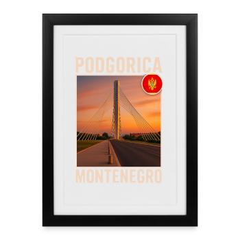 Podgorica Monténégro - Affiche encadrée (27 × 37 cm) - noir - Devant