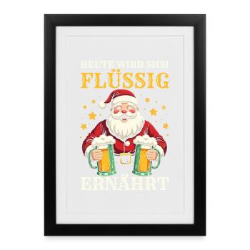 Santa Claus Christmas Time Beer Christmas - Framed poster (27 × 37 cm) - black - Front