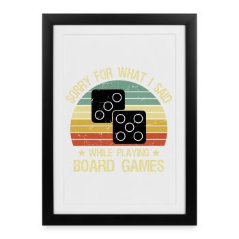 Citation drôle de jeu de société Joueur de Jeu de Société - Affiche encadrée (27 × 37 cm) - noir - Devant