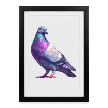 Pigeons Pigeon - Affiche encadrée (27 × 37 cm) - noir - Devant