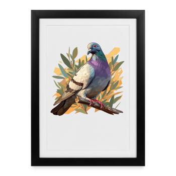 Pigeons Pigeon - Affiche encadrée (27 × 37 cm) - noir - Devant