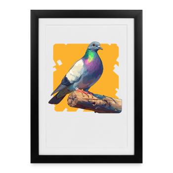 Pigeons Pigeon - Affiche encadrée (27 × 37 cm) - noir - Devant