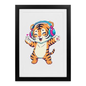 Dancing K-pop Tiger - Framed poster (27 × 37 cm) - black - Front
