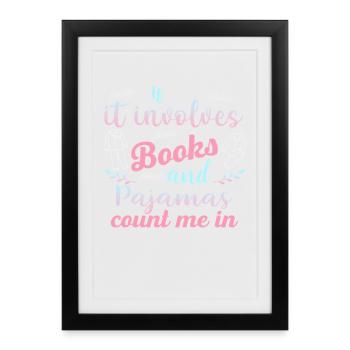 Livres & Pastel de pyjamas - Affiche encadrée (27 × 37 cm) - noir - Devant
