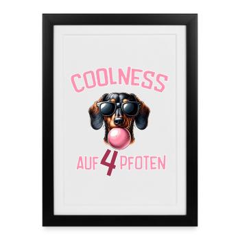 Bubble Trouble Hund Mit Sonnenbrille - Gerahmtes Poster (27 × 37 cm) - Schwarz - Vorne