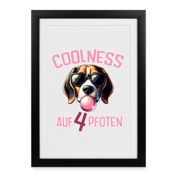 Bubble Trouble Hund Mit Sonnenbrille - Gerahmtes Poster (27 × 37 cm) - Schwarz - Vorne