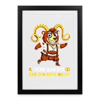 Faire de l’ours le cerf - Satire Lederhosen - Affiche encadrée (27 × 37 cm) - noir - Devant