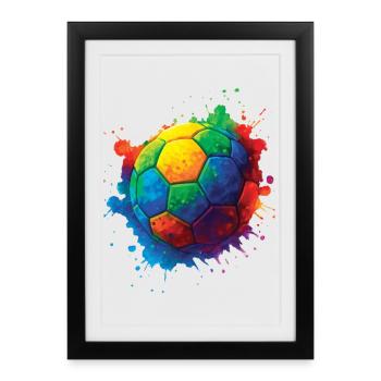 Ballon de Football Color Splash Multicolore - Affiche encadrée (27 × 37 cm) - noir - Devant