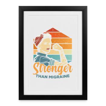 Stronger than Migraine - for the feminist - Framed poster (27 × 37 cm) - black - Front