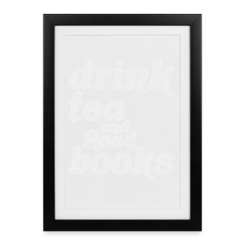 Boire du Thé et Lire des Livres Cadeau Original - Affiche encadrée (27 × 37 cm) - noir - Devant