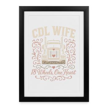 Femme CDL 18 Roues Un Cœur - Affiche encadrée (27 × 37 cm) - noir - Devant