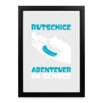 Rodel Piste RUTSCHIGE ABENTEURE IM SHNEE LUSTIG - Gerahmtes Poster (27 × 37 cm) - Schwarz - Vorne