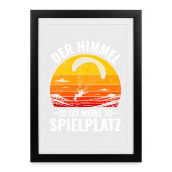 Paragliding THE SKY IS MY PLAYGROUND - Framed poster (27 × 37 cm) - black - Front