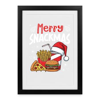 Merry Snackmas, Funny Christmas Foodie - Framed poster (27 × 37 cm) - black - Front