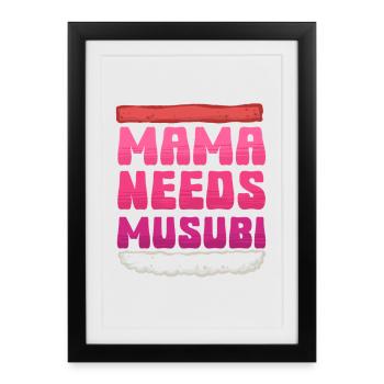 Maman a besoin de Musubi - Affiche encadrée (27 × 37 cm) - noir - Devant