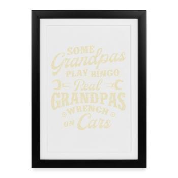 Citation drôle de mécanicien sur un vrai grand-père sur une voiture - Affiche encadrée (27 × 37 cm) - noir - Devant