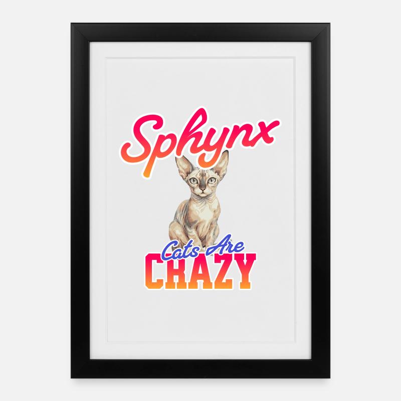 Sphynx Funny Cat - Framed poster (27 × 37 cm) - black