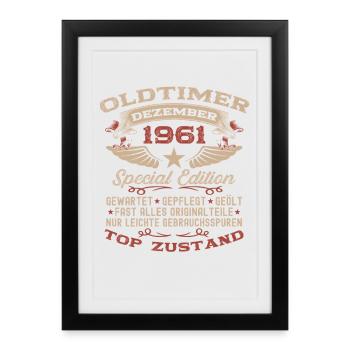 64th Birthday Gift Vintage Car December 1961 - Framed poster (27 × 37 cm) - black - Front