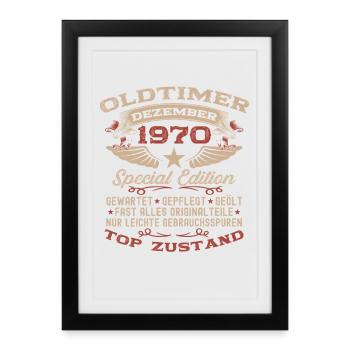 55. Geburtstag Geschenk Oldtimer Dezember 1970 - Gerahmtes Poster (27 × 37 cm) - Schwarz - Vorne
