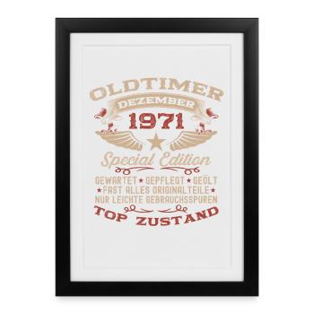 54th Birthday Gift Vintage Car December 1971 - Framed poster (27 × 37 cm) - black - Front