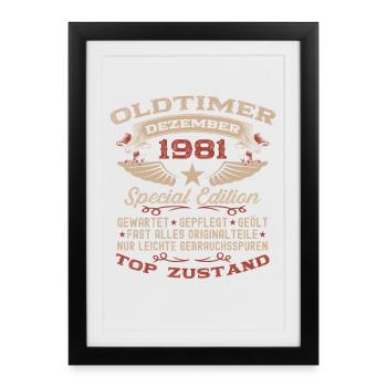 44th Birthday Gift Vintage Car December 1981 - Framed poster (27 × 37 cm) - black - Front
