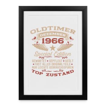 Cadeau d’anniversaire 59 Voiture vintage décembre 1966 - Affiche encadrée (27 × 37 cm) - noir - Devant