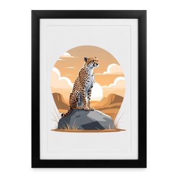 Cheetah in desert sunset - Framed poster (27 × 37 cm) - black - Front