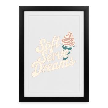 Soft Serve Dreams – Glace rétro - Affiche encadrée (27 × 37 cm) - noir - Devant