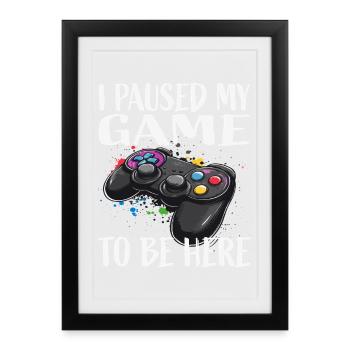 Spielpause Contrôleur Spruch - Affiche encadrée (27 × 37 cm) - noir - Devant