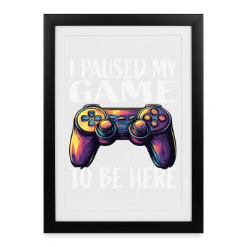 Game Pause Neon Controller - Framed poster (27 × 37 cm) - black - Front
