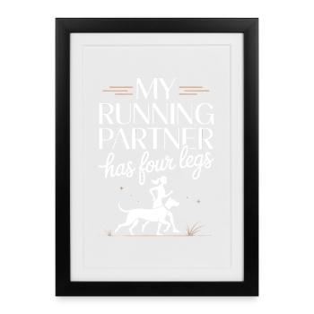 Canicross - Affiche encadrée (27 × 37 cm) - noir - Devant