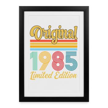 Anniversaire 1985 Original Vintage Rétro Cadeau - Affiche encadrée (27 × 37 cm) - noir - Devant