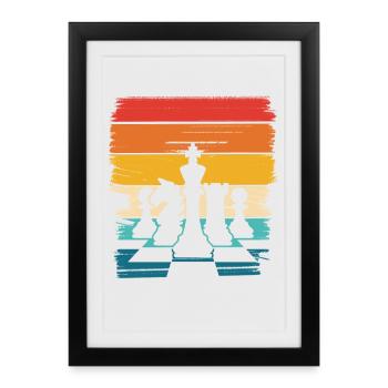 Silhouette des pièces d’échecs arc-en-ciel - Affiche encadrée (27 × 37 cm) - noir - Devant